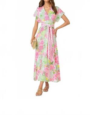NEW LILLY PULITZER keenan maxi dress in resort white mum patch